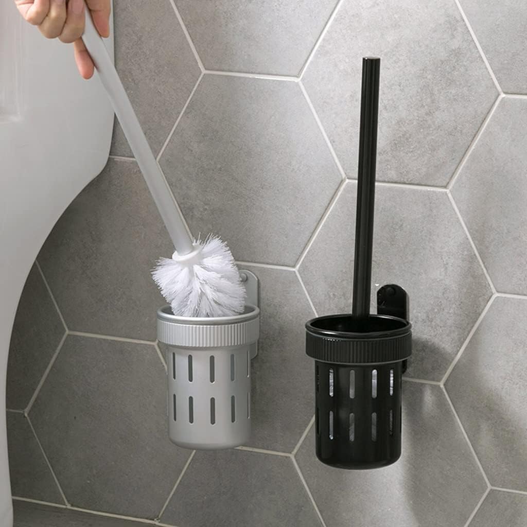Black 360 Toilet Brush with Holder for Bathroom Cleaning