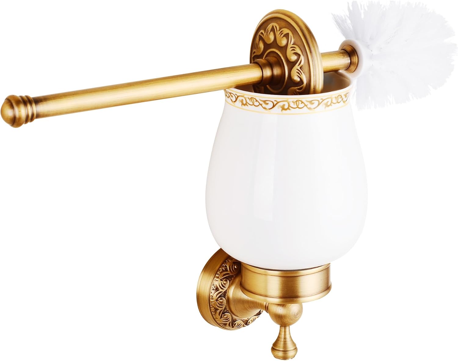 MOGFCT Wall Mounted Toilet Brush Holder Set in Antique Brass