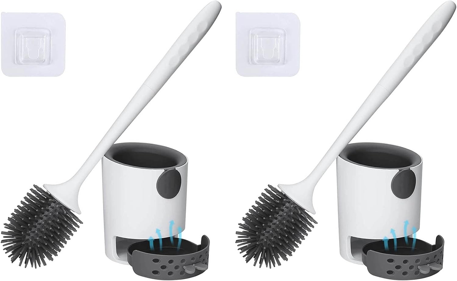 Nicfaky 2X Toilet Brush with Holder Set