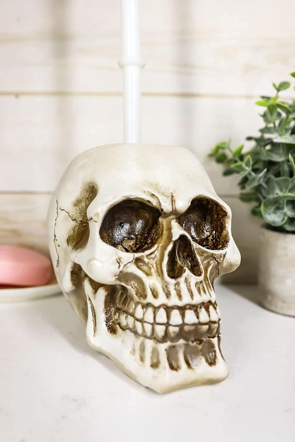 Ebros Gift Ossuary Skull Toilet Brush Set 1