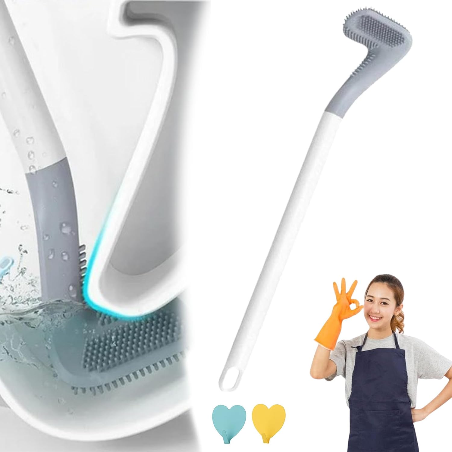 RJDJ Flexible Silicone Toilet Brush with Holder 1