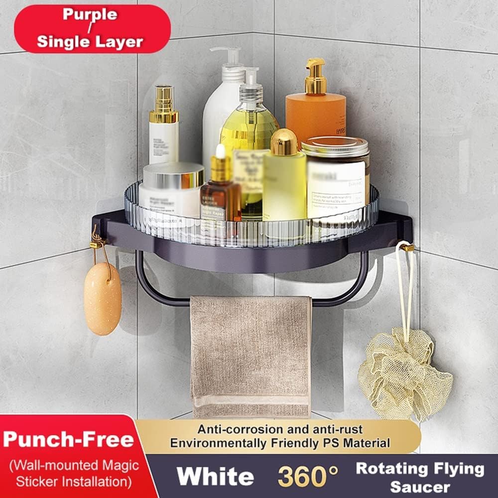 ANNBKA Purple 1-Layer Rotating Shower Caddy