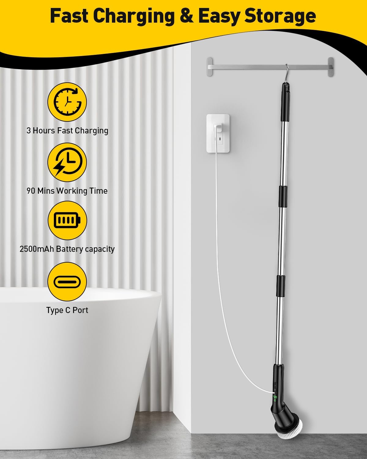 Electric Spin Scrubber with IPX7 Waterproof 3 Speeds