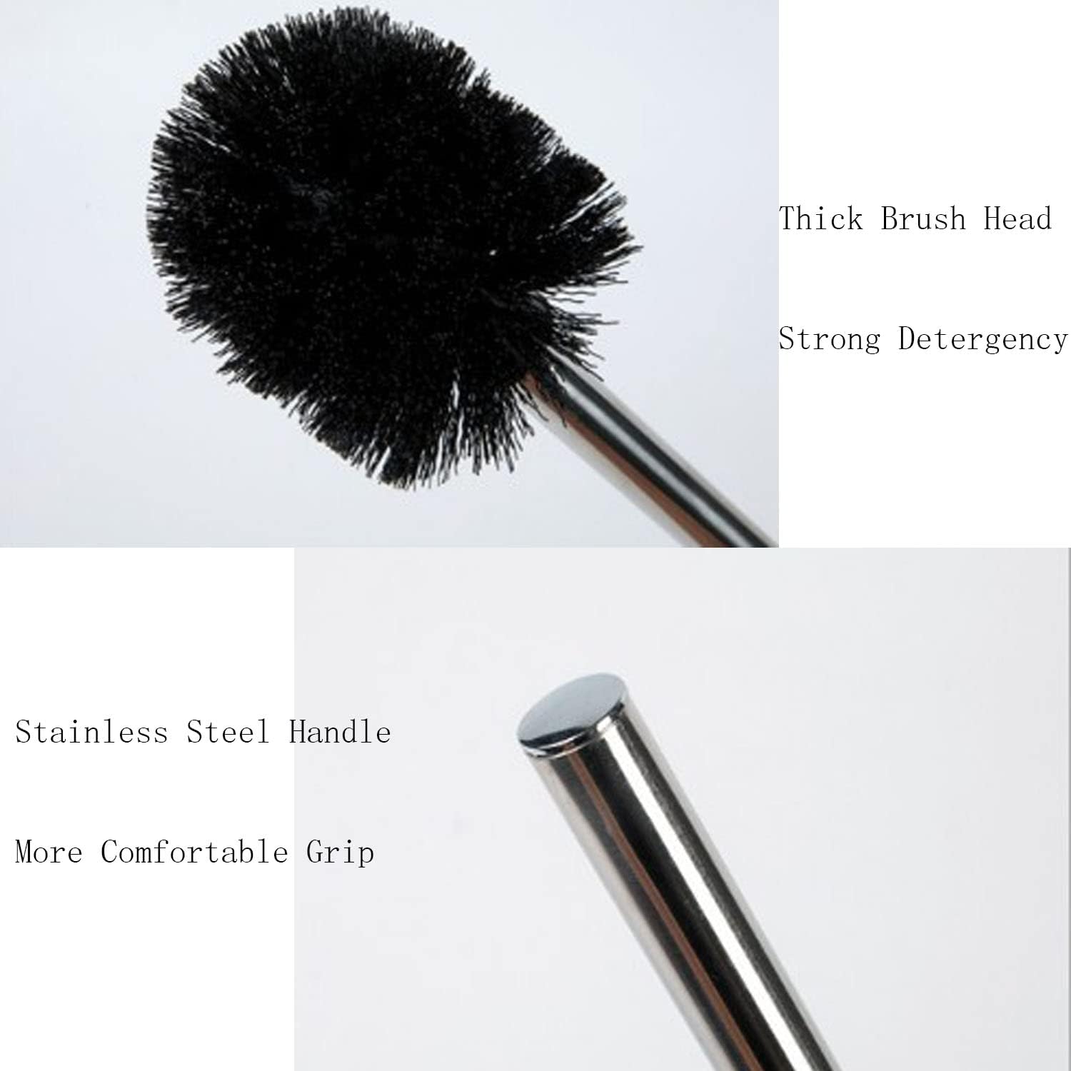 4PCS Toilet Brush with Stainless Steel Handle for Effective Bathroom Cleaning