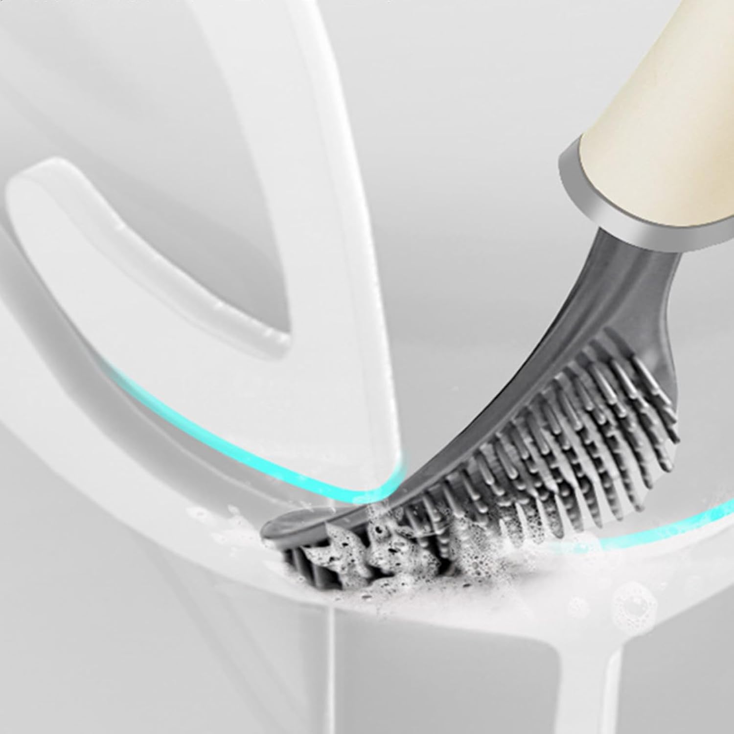 Modern Flexible Silicone Toilet Brush with Wall Holder Set