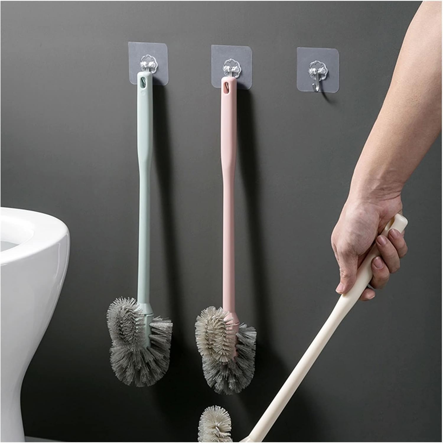 TOMYEUS Toilet Brush with Wall Mount and Long Handle