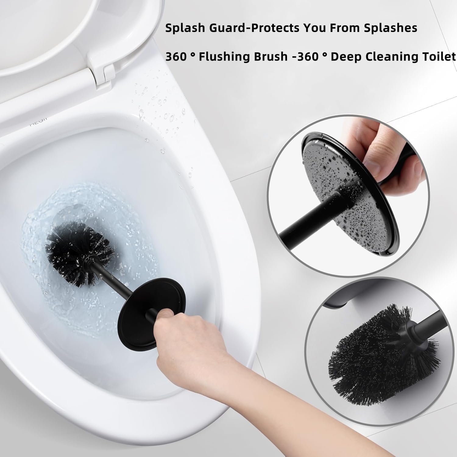 Stylish Matt Black 304 Stainless Steel Toilet Brush Set