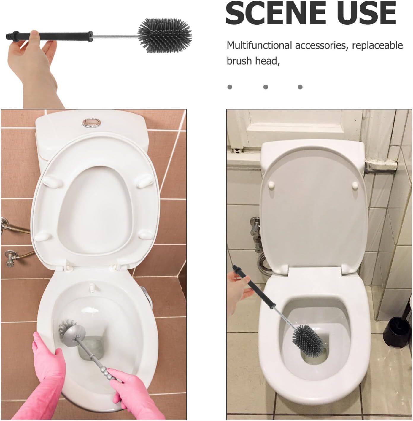 Toilet Brush Head Adapter - Replacement Handle Connector for Bathroom