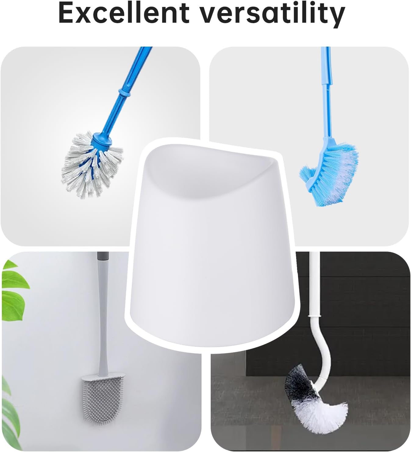 White Toilet Brush Holder for Space-Saving Storage