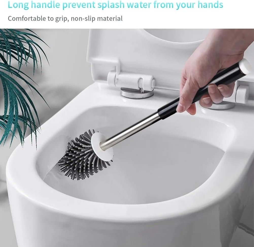 Efficient Toilet Brush and Holder Set with Tweezers
