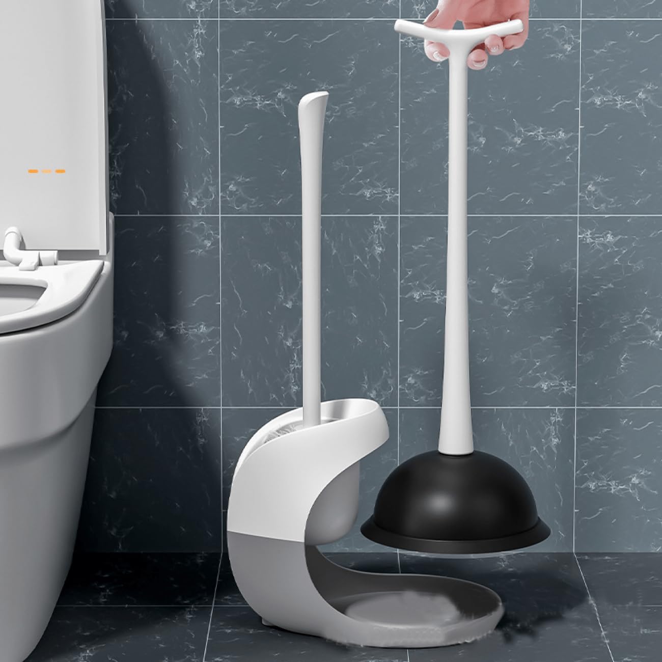MOFWO 2 in 1 Toilet Brush and Plunger Set