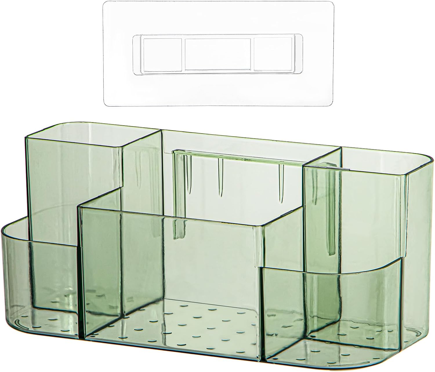 Ganydet Plastic Shower Caddy with 5 Compartments Clear Green