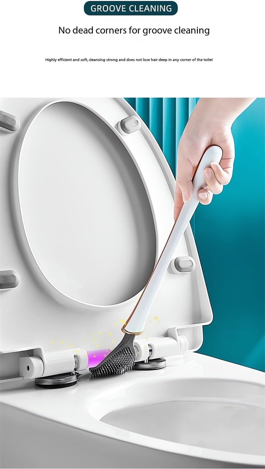 Modern Flexible Silicone Toilet Brush with Wall Holder Green
