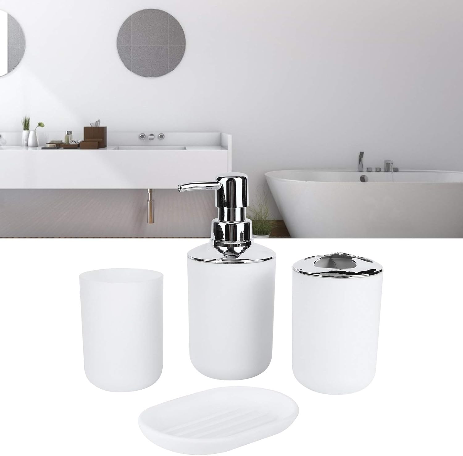 Kuuleyn 4Pcs Bathroom Accessory Set White
