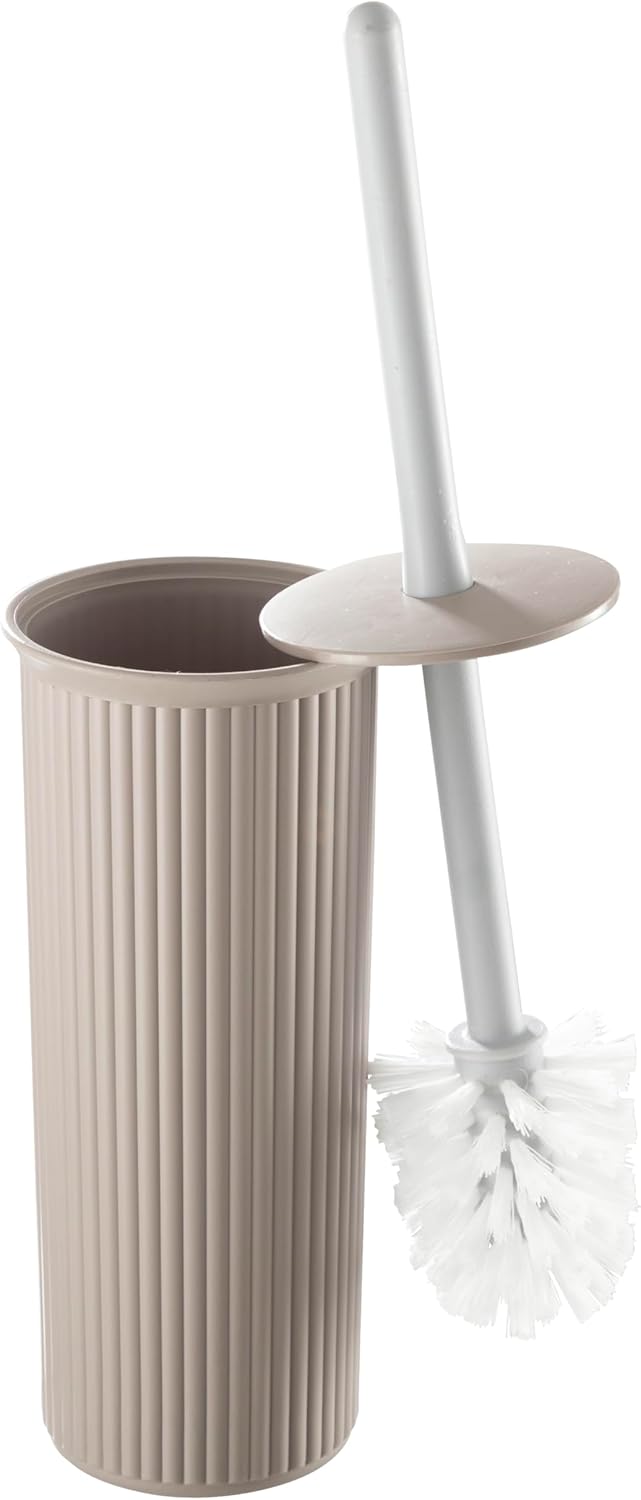 Superio Decorative Toilet Brush with Holder Set Taupe