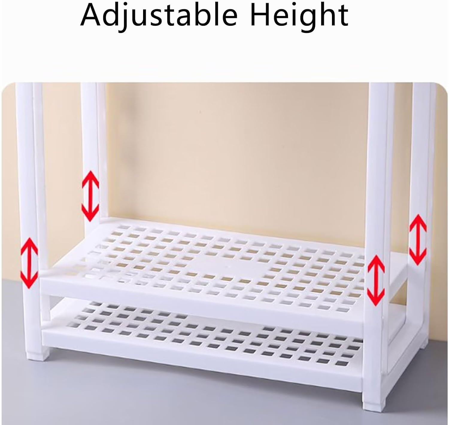 Typutomi 3 Tier Adjustable Plastic Shelf Organizer