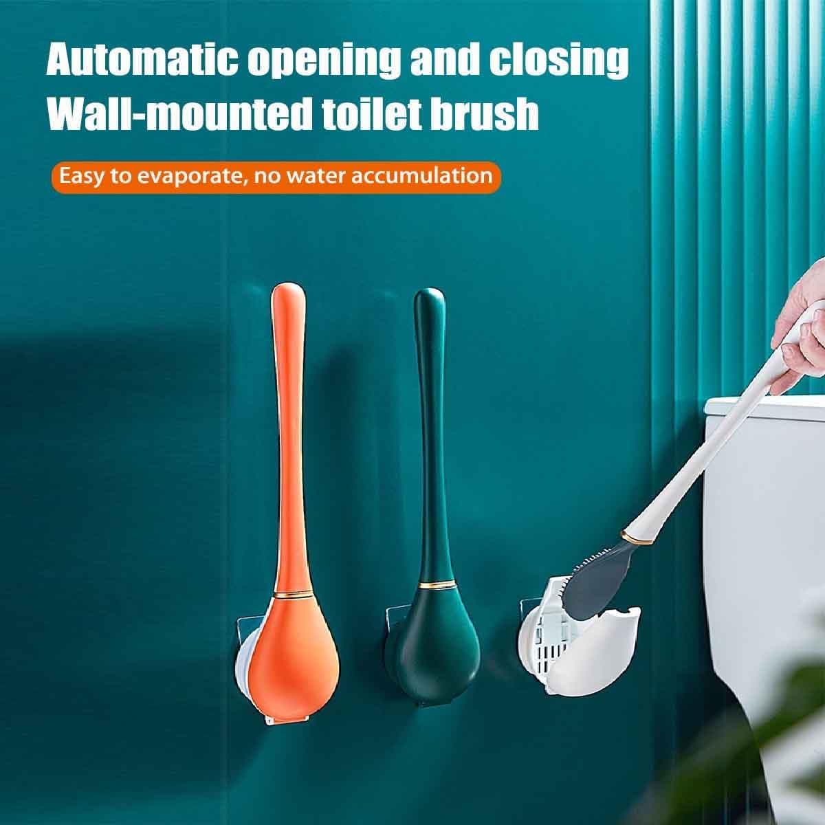 Flexible Silicone Toilet Brush with Wall Mounted Holder