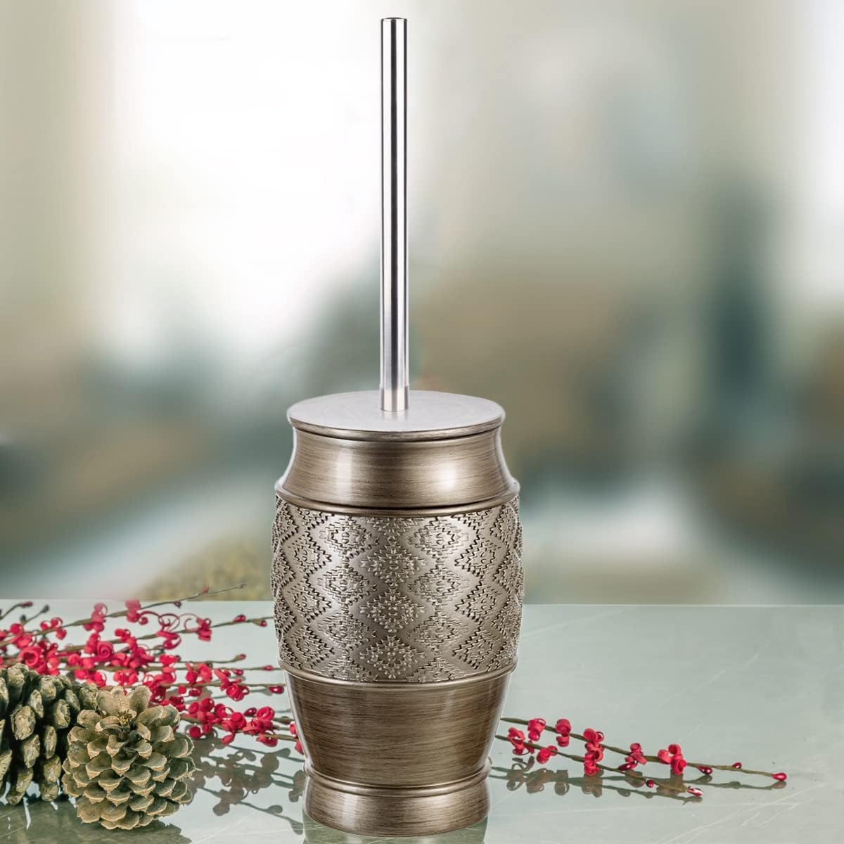 Creative Scents Dublin Silver Toilet Brush Set