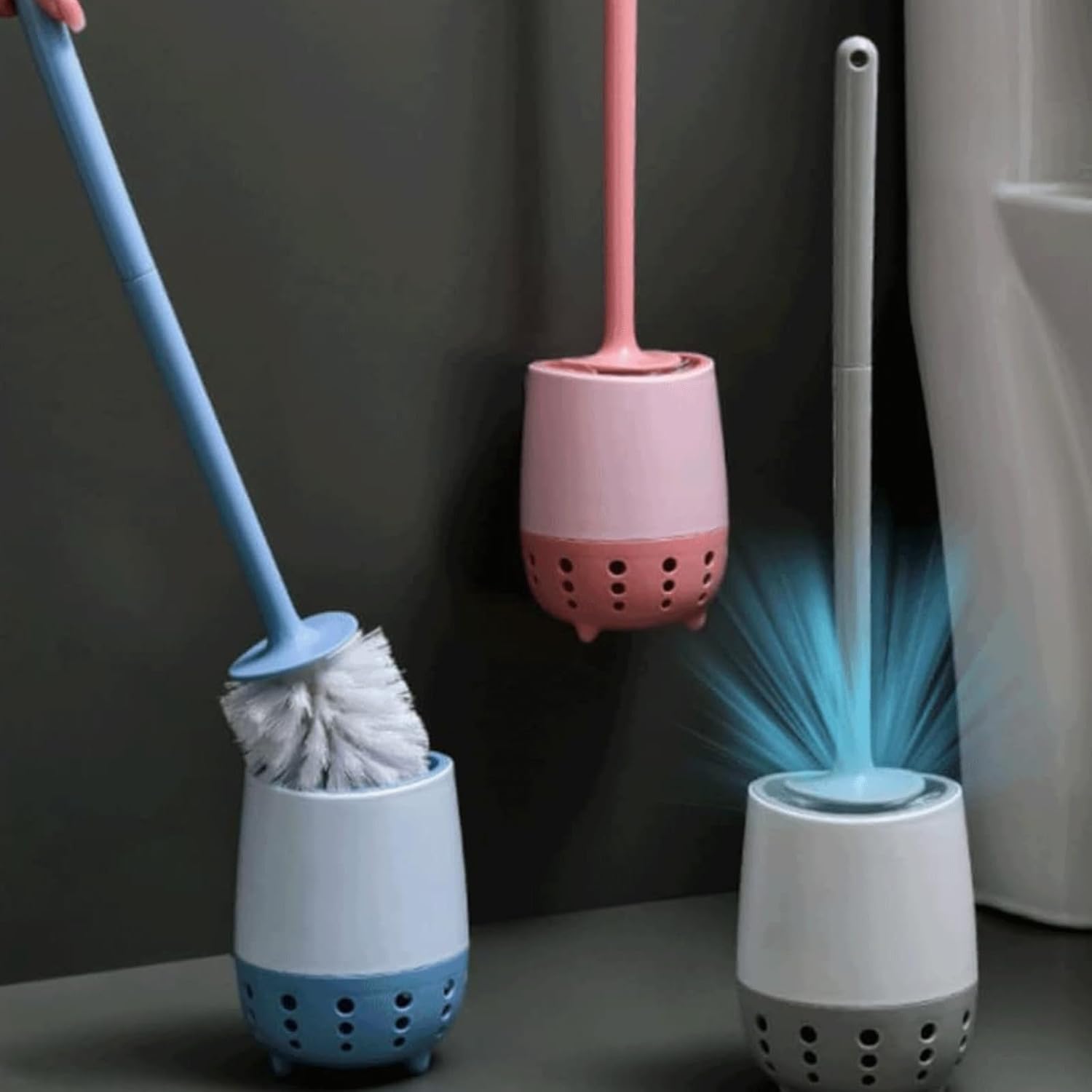 ABS Toilet Brushes with Ventilated Holder Pink 1