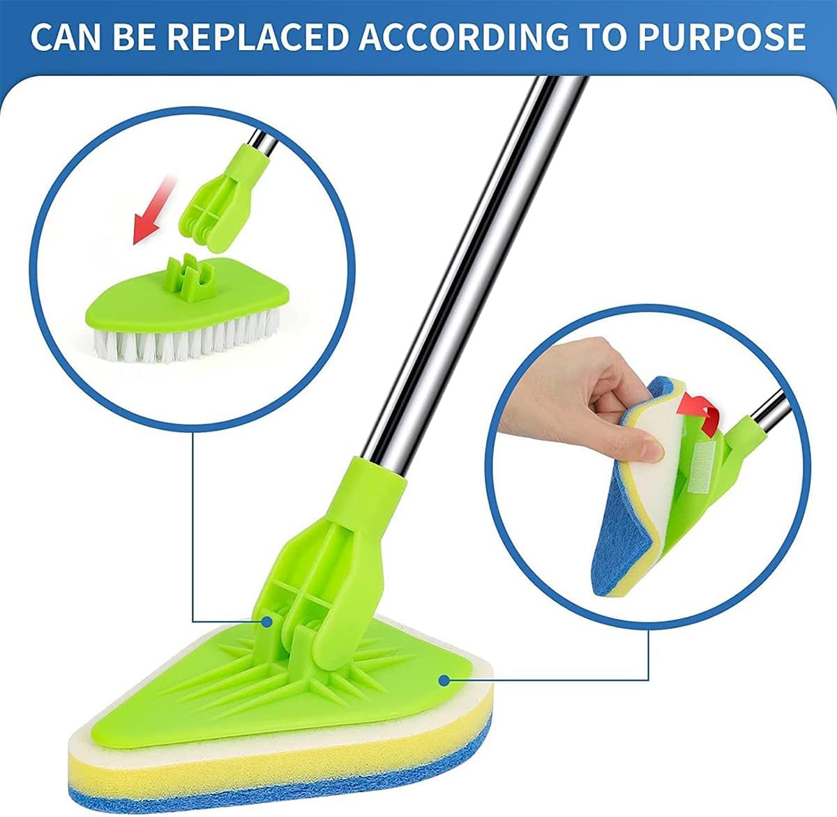Adjustable 3 in 1 Toilet Scrub Brush with Long Handle