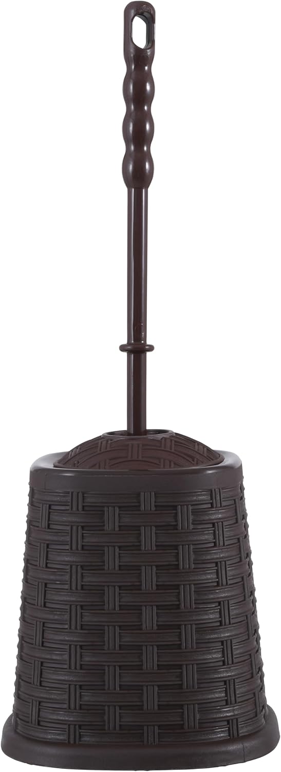 Superio Bathroom Trash Can and Toilet Brush Set 15 Gallon Brown