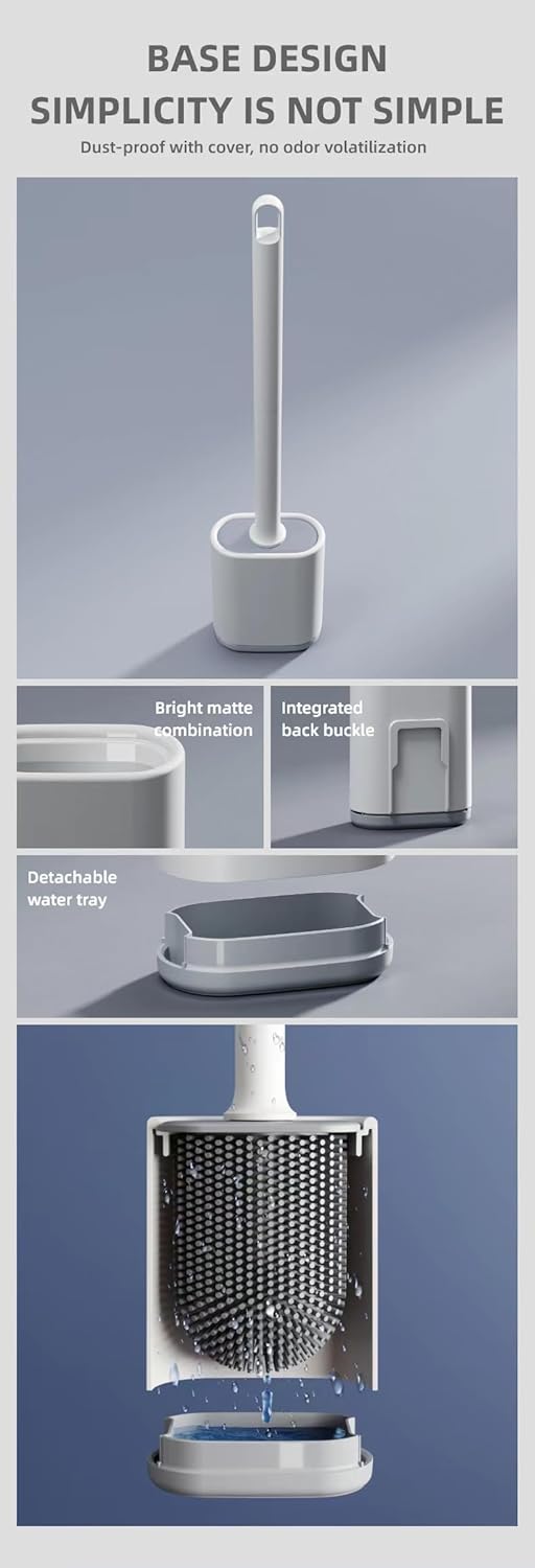HEYPAL Toilet Brush and Holder Set with Silicone Head and Wall Mount