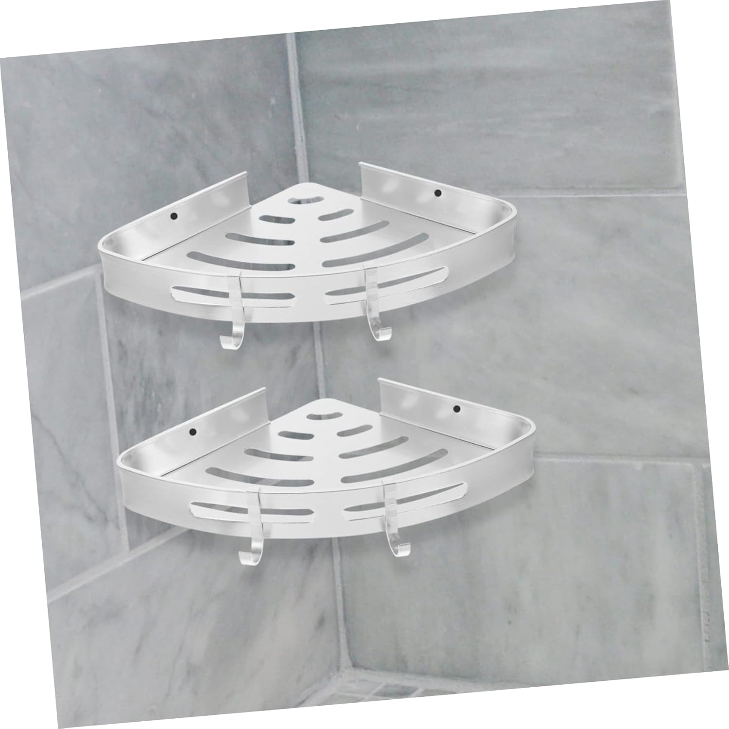 Zerodeko 2-Tier Aluminum Shower Organizer with Hooks