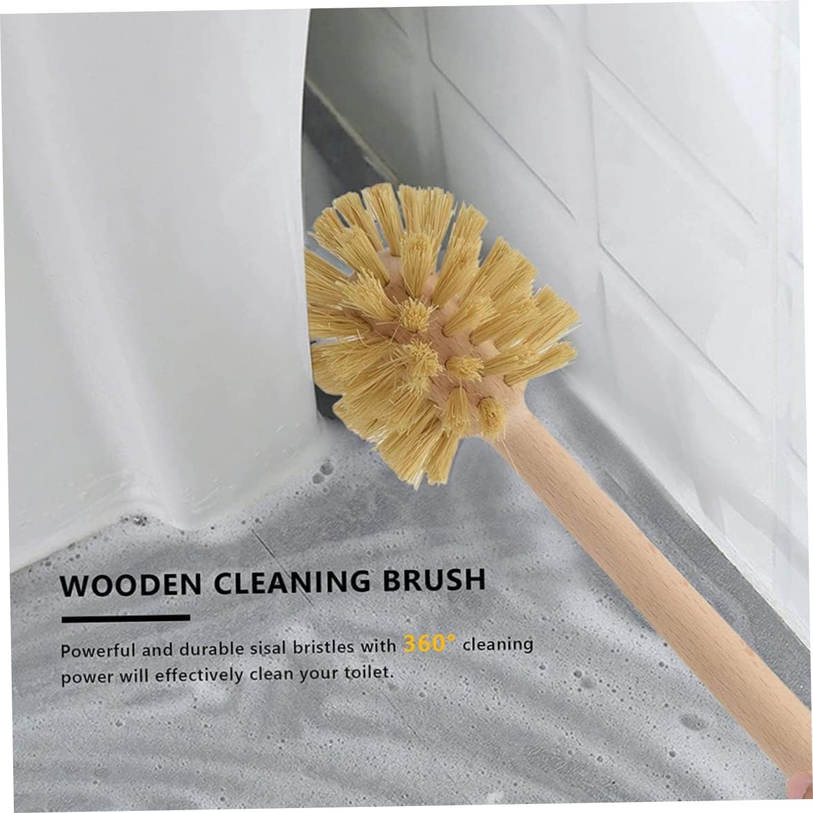 2pcs Beechwood Toilet Brush with Hemp Bristles - Eco-Friendly Durable