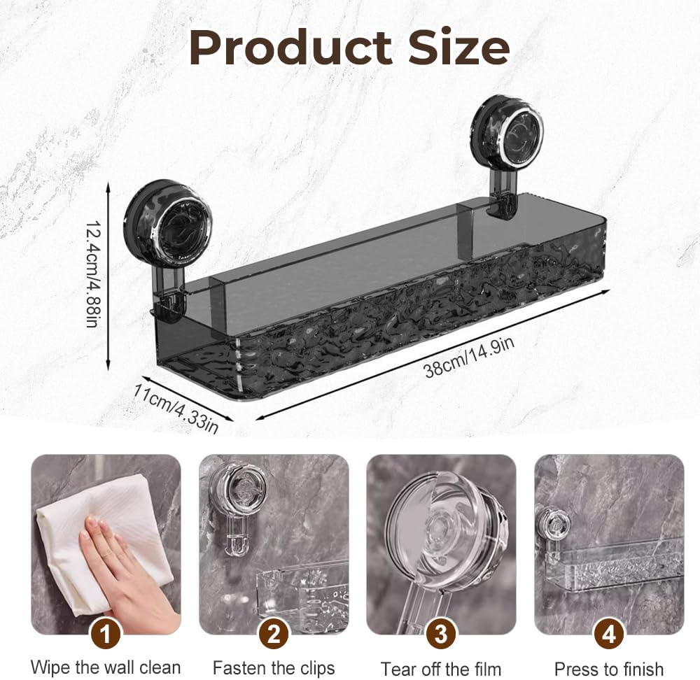 Foxiod Suction Cup Shower Caddy Black 1 PCS