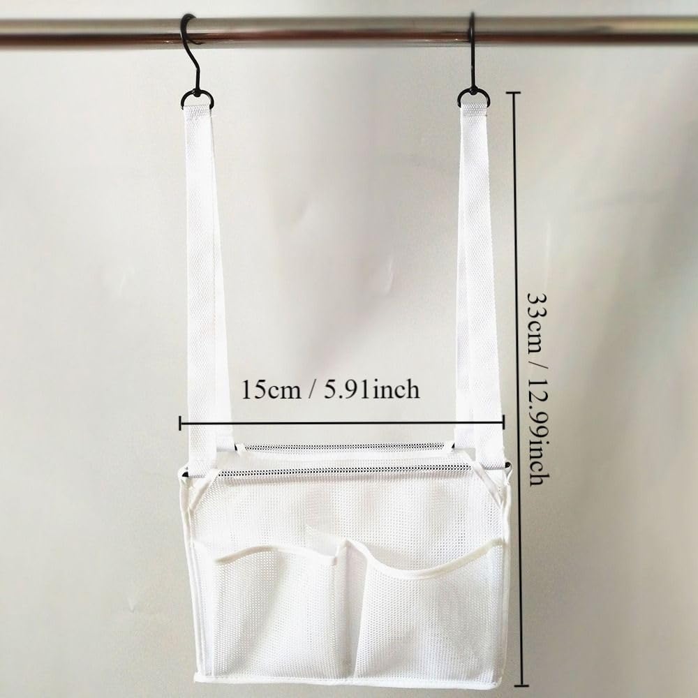 Portable Hanging Mesh Bag with 2 Hooks and 4 Pockets 1