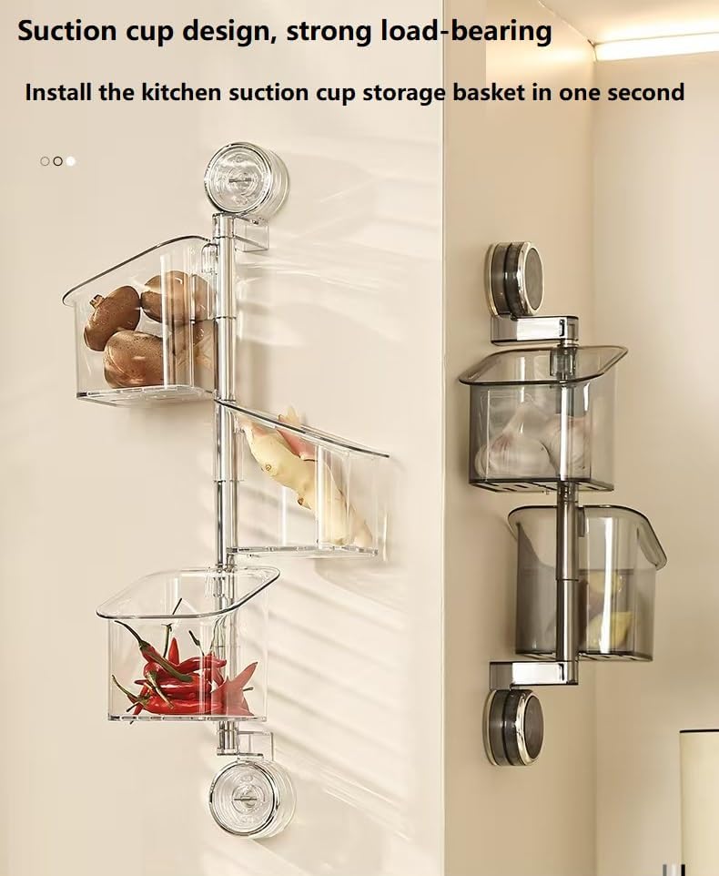 Suction Cup Rotating Storage Rack - Grey 1st Floor
