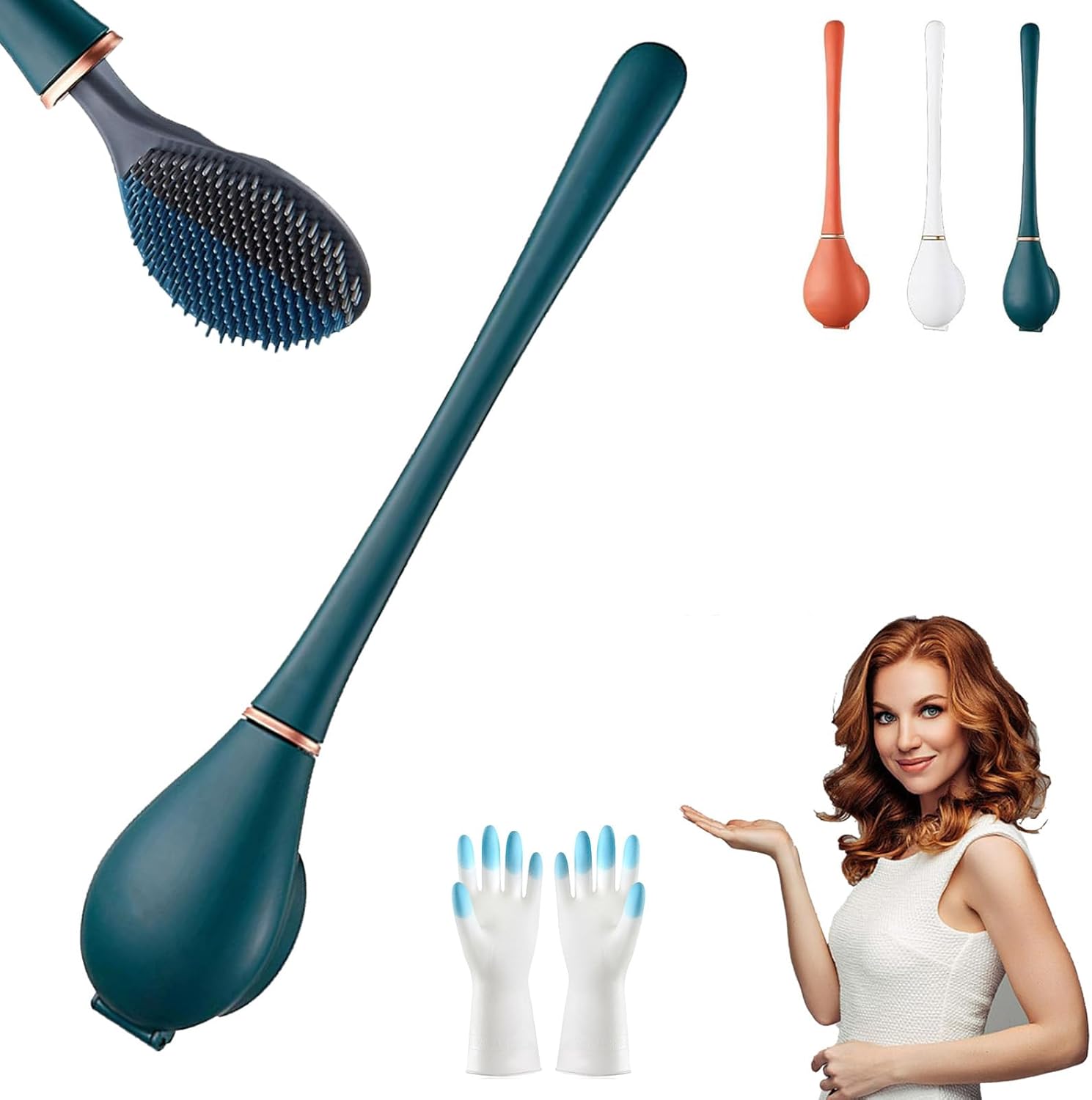 Reaci-Zicoly Flexible Silicone Toilet Brush Set - Green