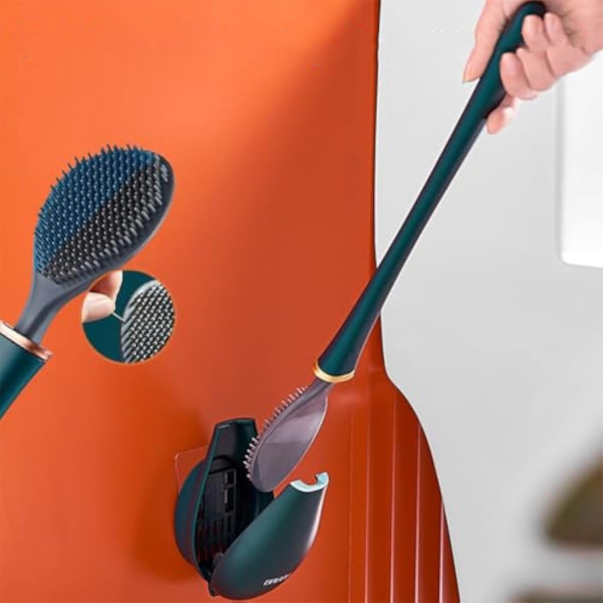 EZGHAR Modern Flexible Silicone Toilet Brush Set
