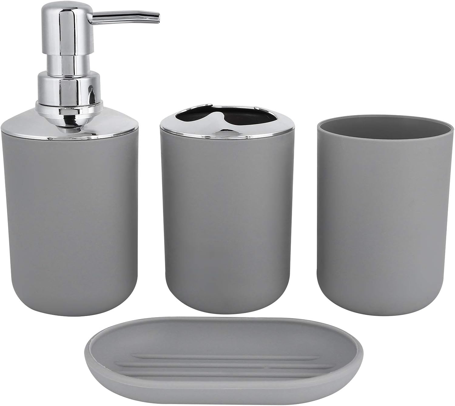 4 Piece Bathroom Accessory Set in Grey 1