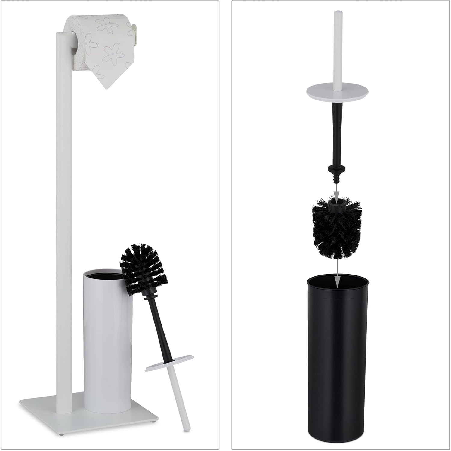 Relaxdays Toilet Brush Holder Set 100 Steel White