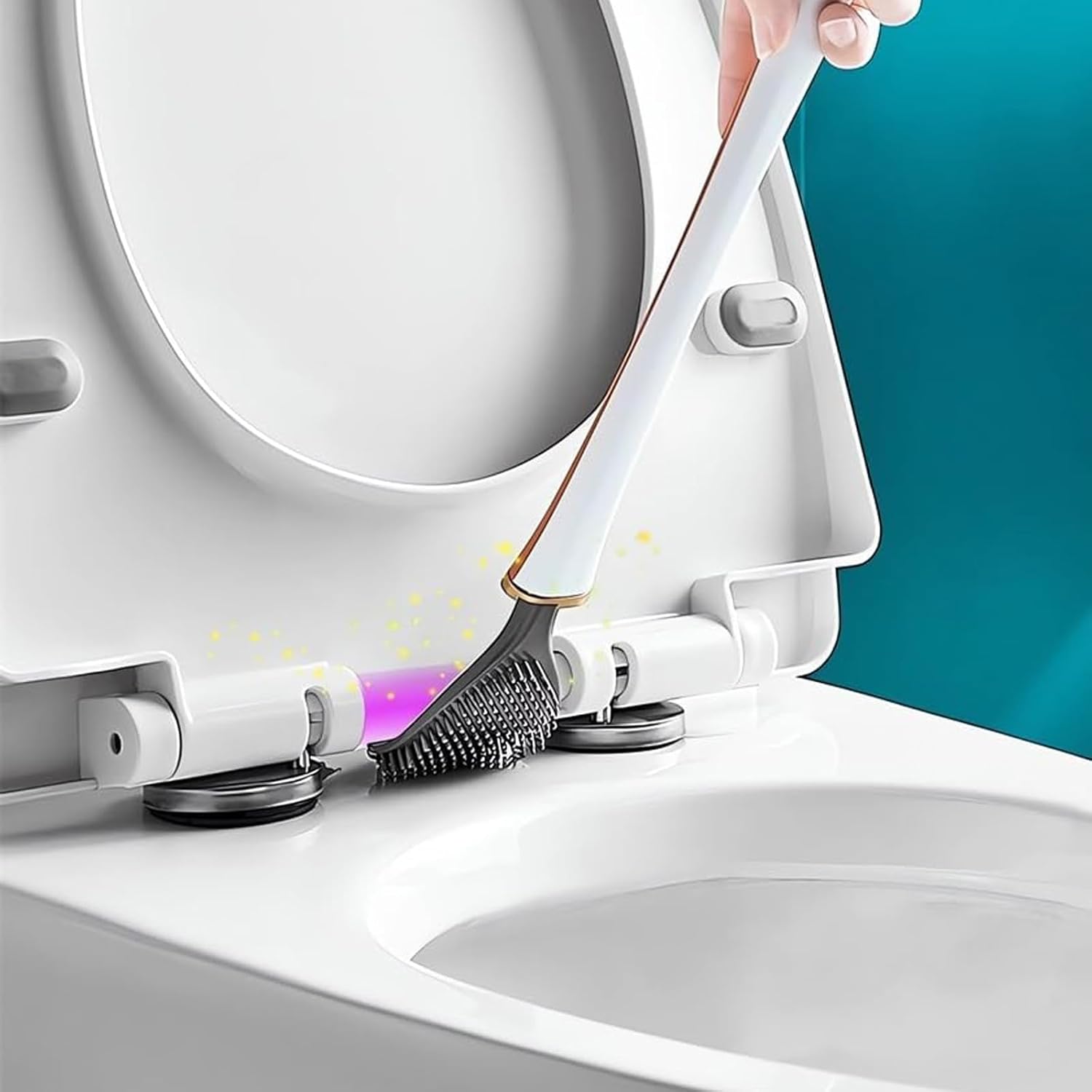 Modern Flexible Silicone Toilet Brush and Holder Set White