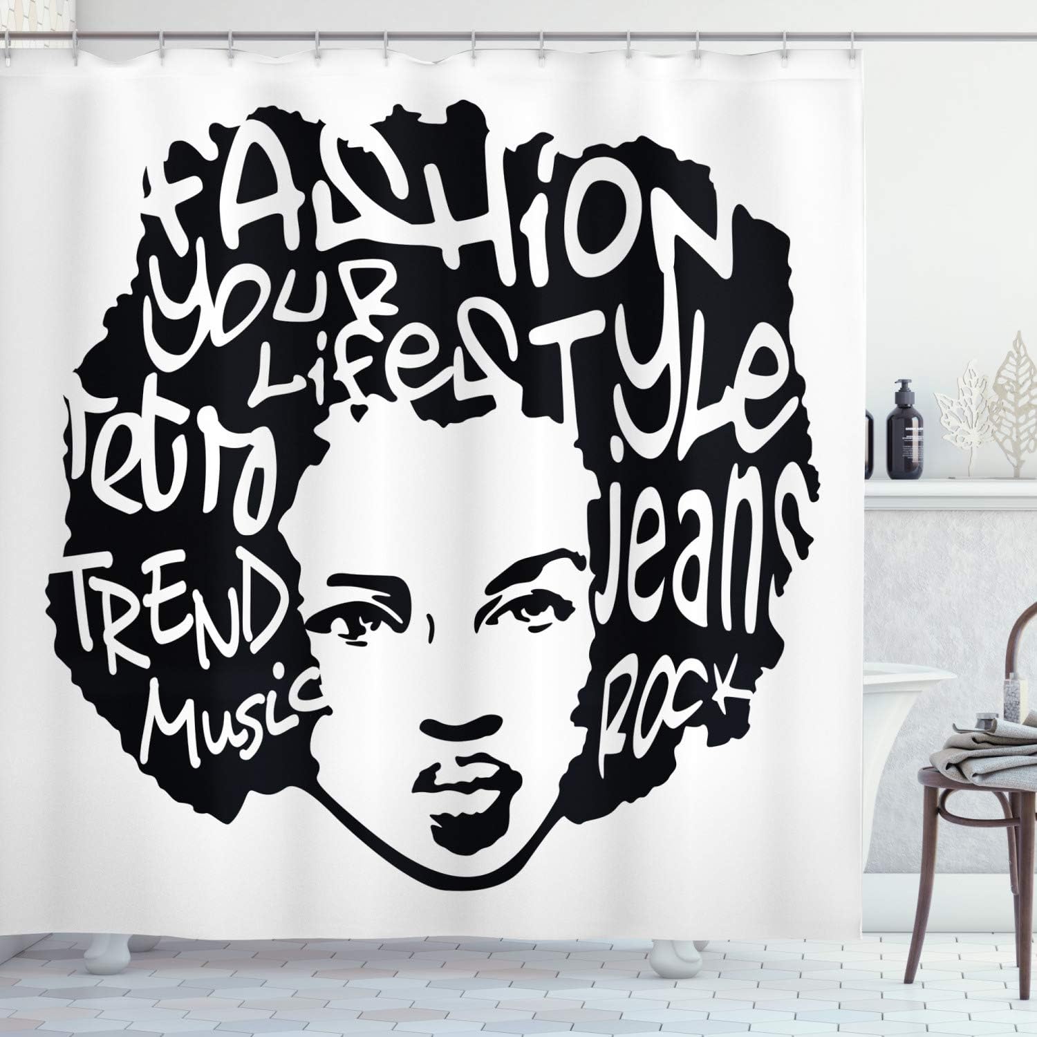 Ambesonne Urban Graffiti Shower Curtain Set with Hooks