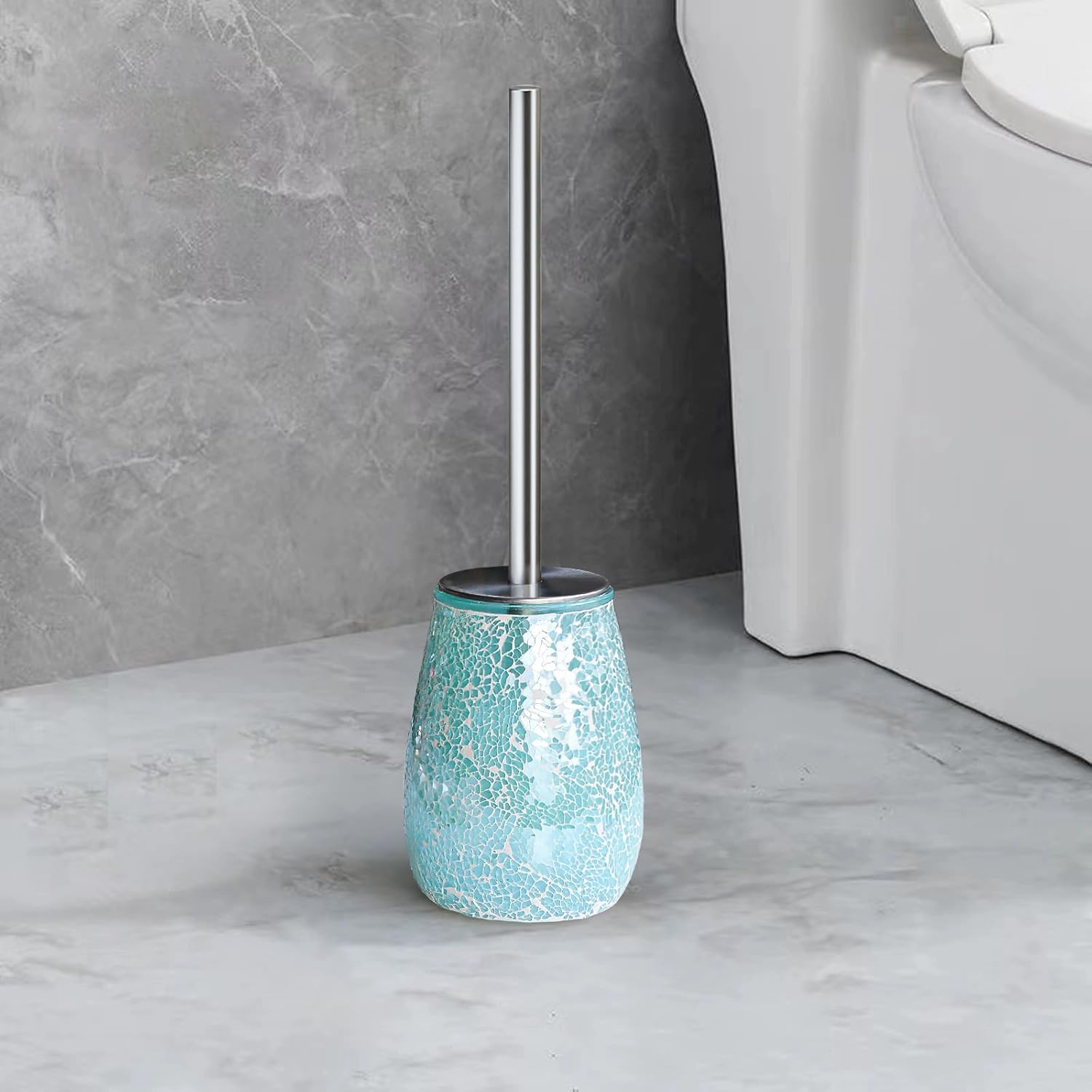 Modern Toilet Brush and Holder Set in Turquoise Green