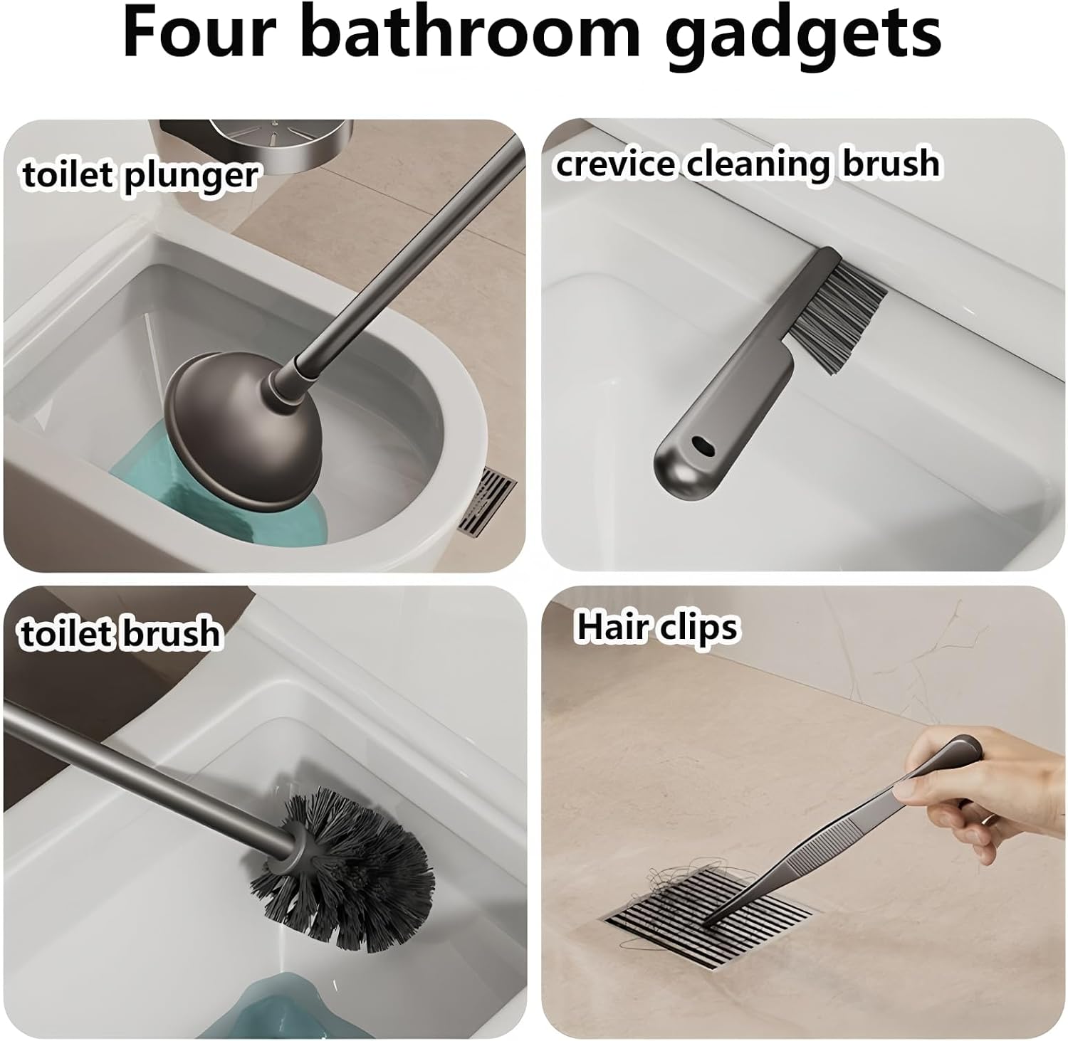 GHYFFF 5-in-1 Toilet Plunger and Brush Set