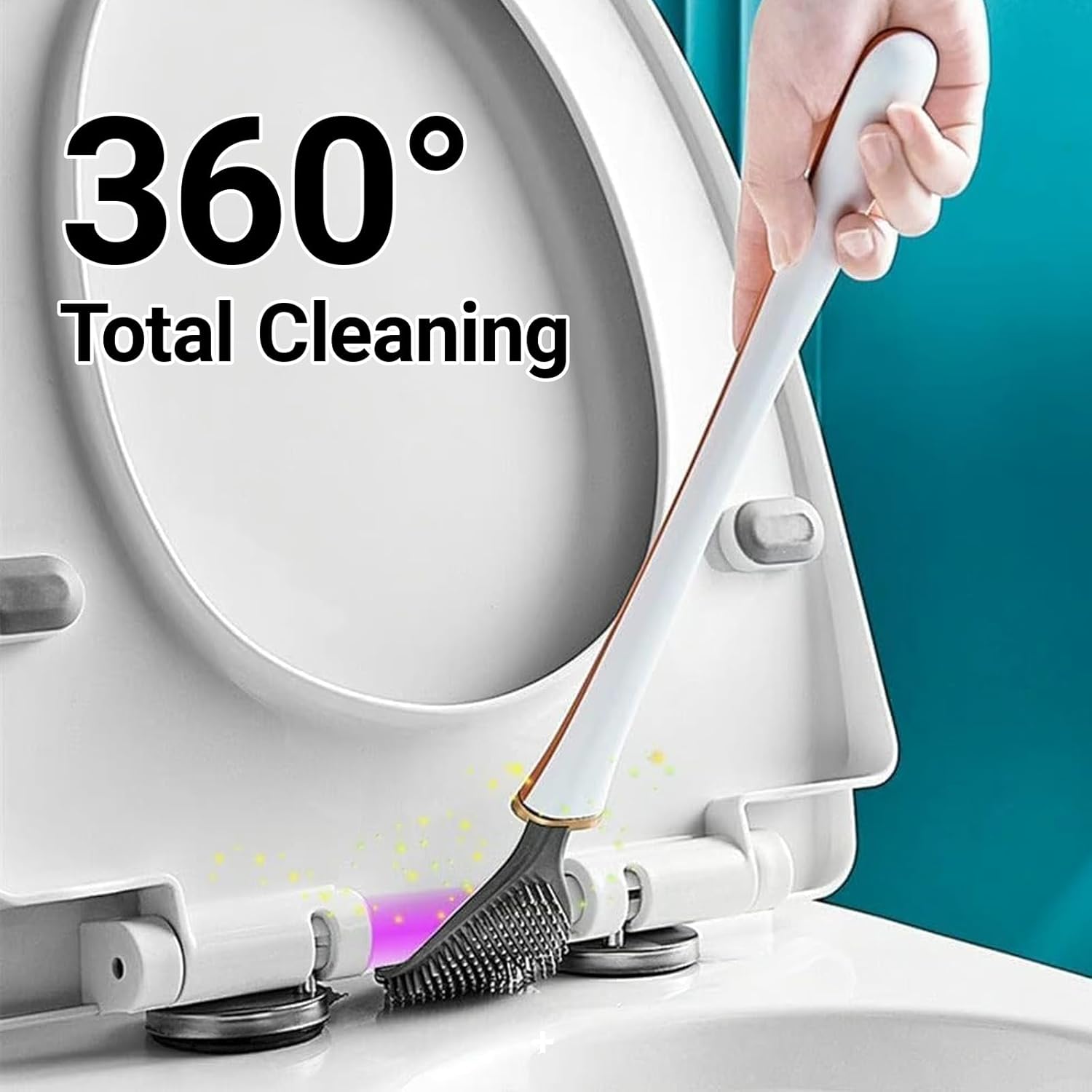 KoKiAxuza Flexible Silicone Toilet Brush with Auto-Closing Holder