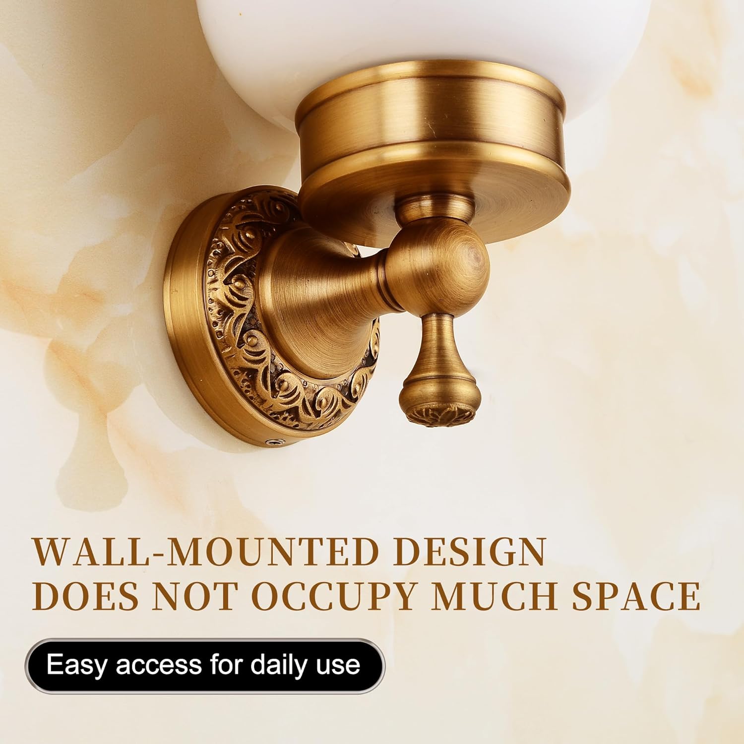 MOGFCT Wall Mounted Toilet Brush Holder Set in Antique Brass