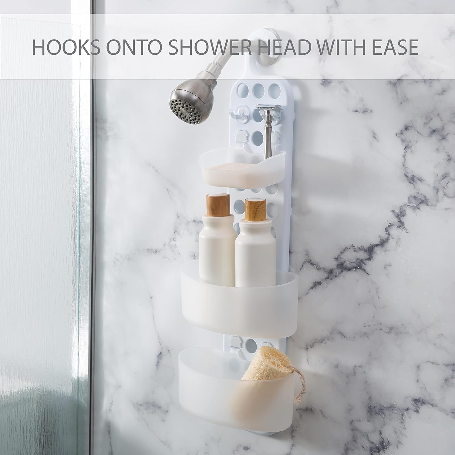Bath Bliss 3 Tier Adjustable Shelves Shower Caddies in White