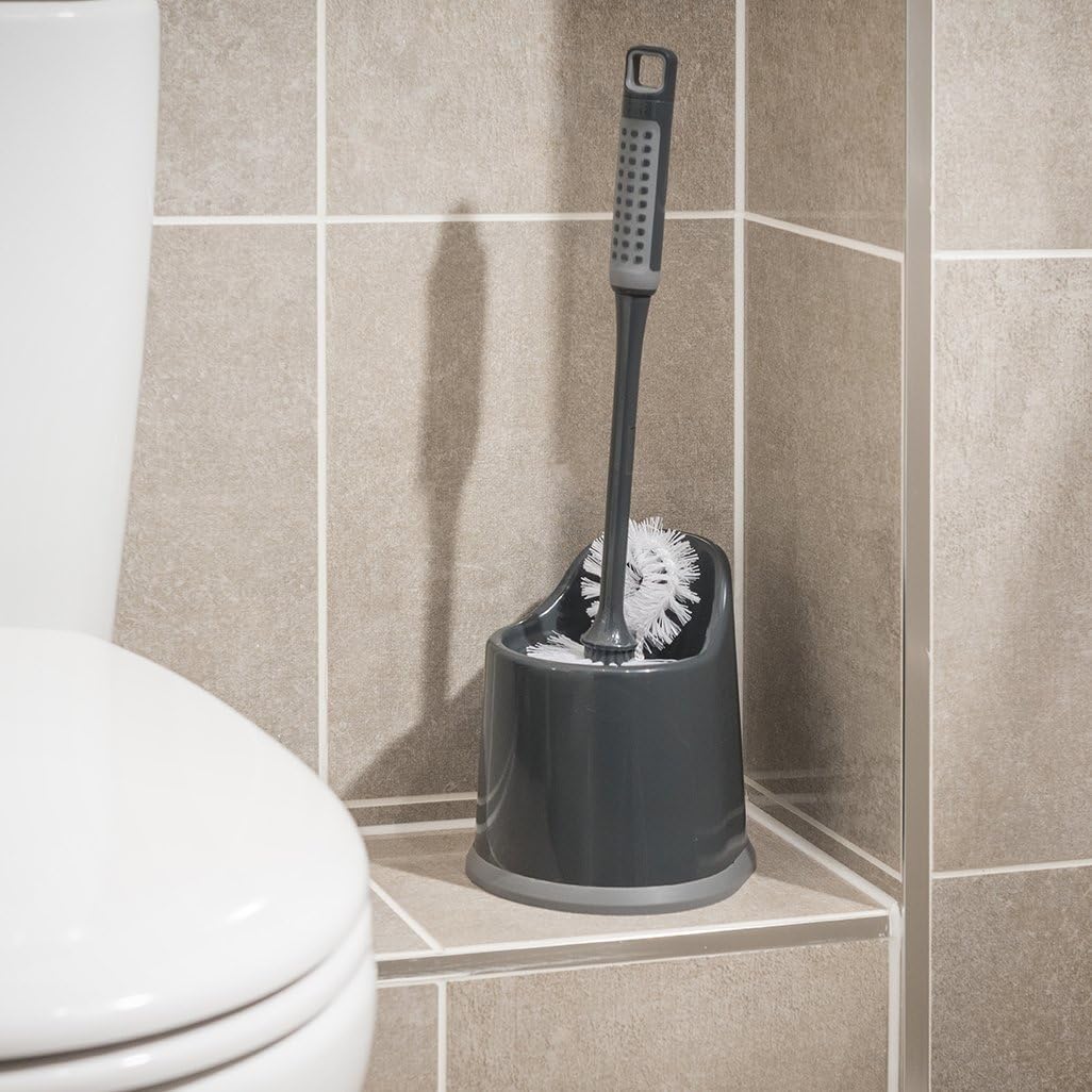 Addis 517707 ComfiGrip Toilet Brush Set Metallic Graphite