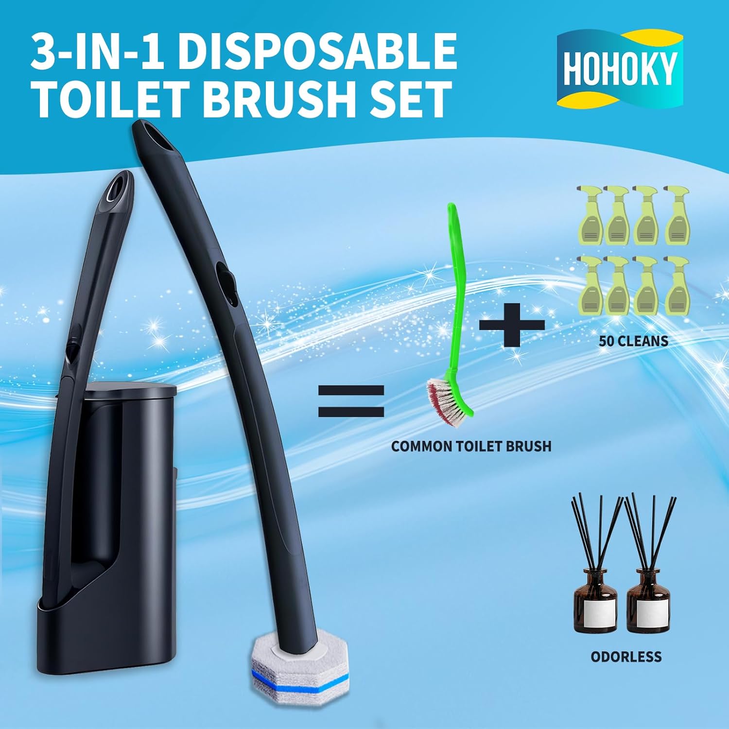 Hohoky Toilet Cleaning Set with 50 Refills