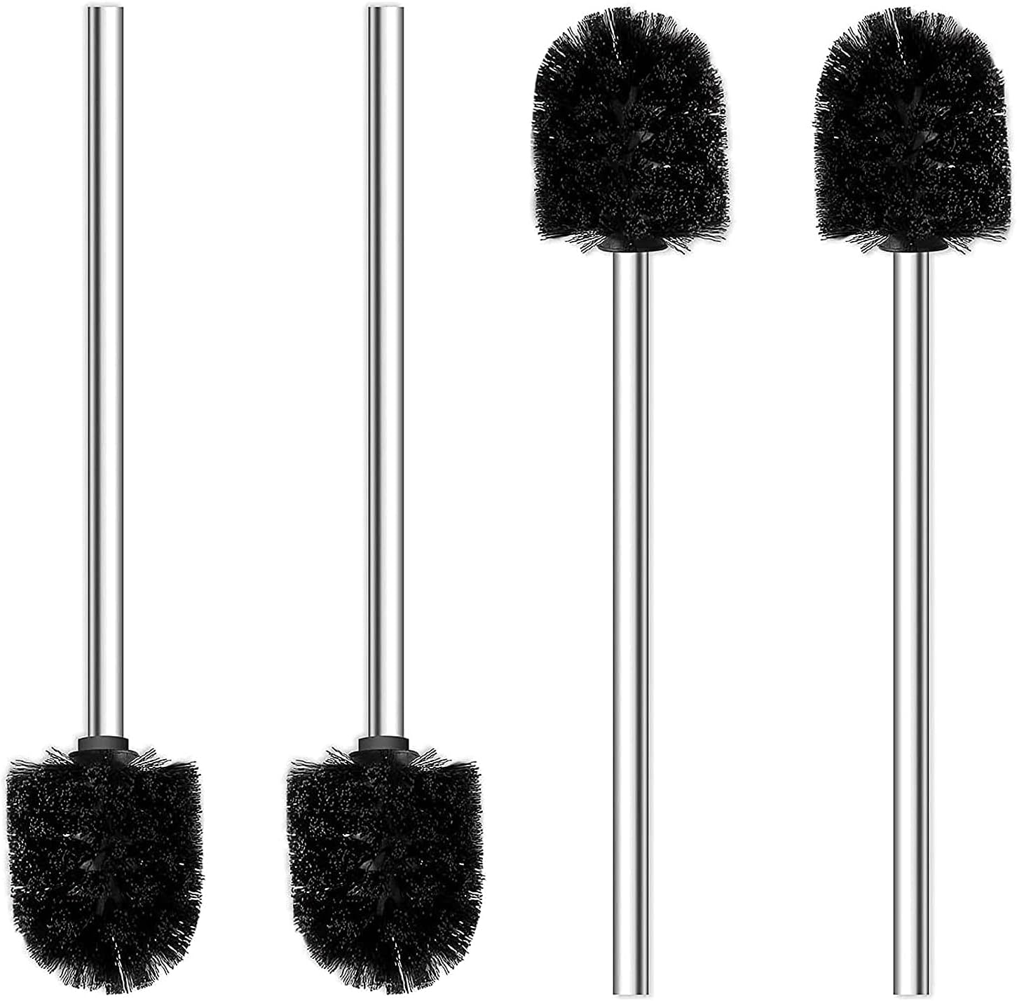 4PCS Toilet Brush with Stainless Steel Handle for Effective Bathroom Cleaning