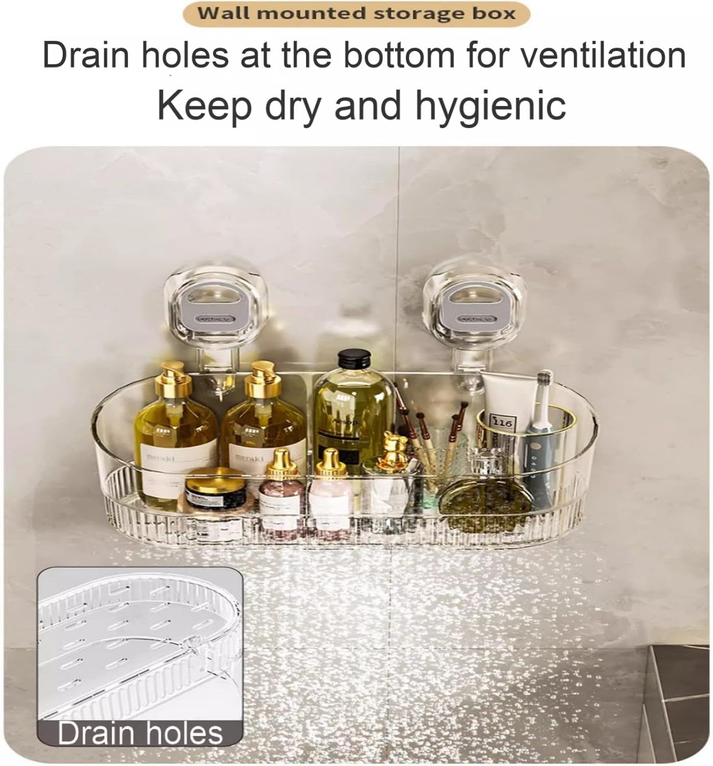 No-Drill Suction Cup Shower Caddy Organizer - Transparent White