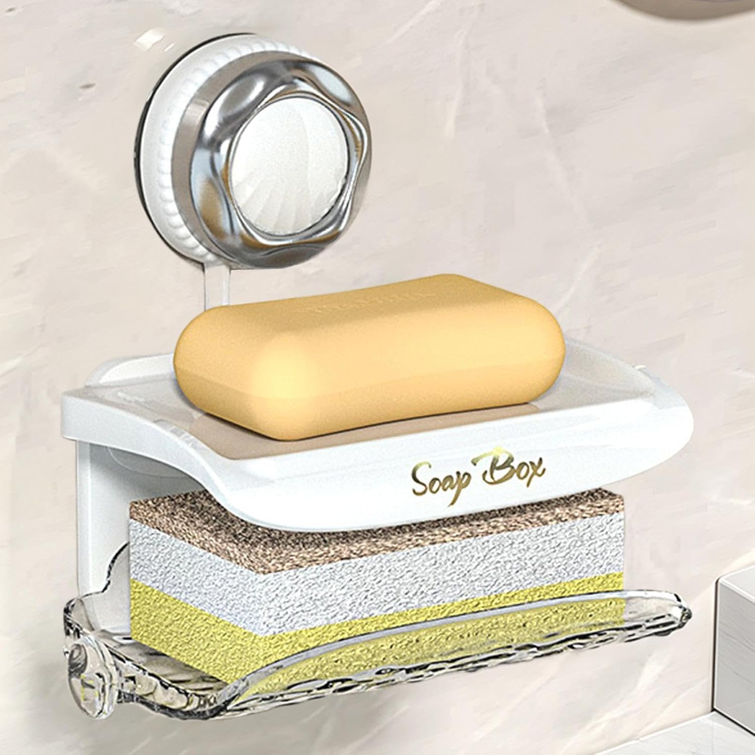 Double Layer Suction Soap Dish for Shower Wall Mount