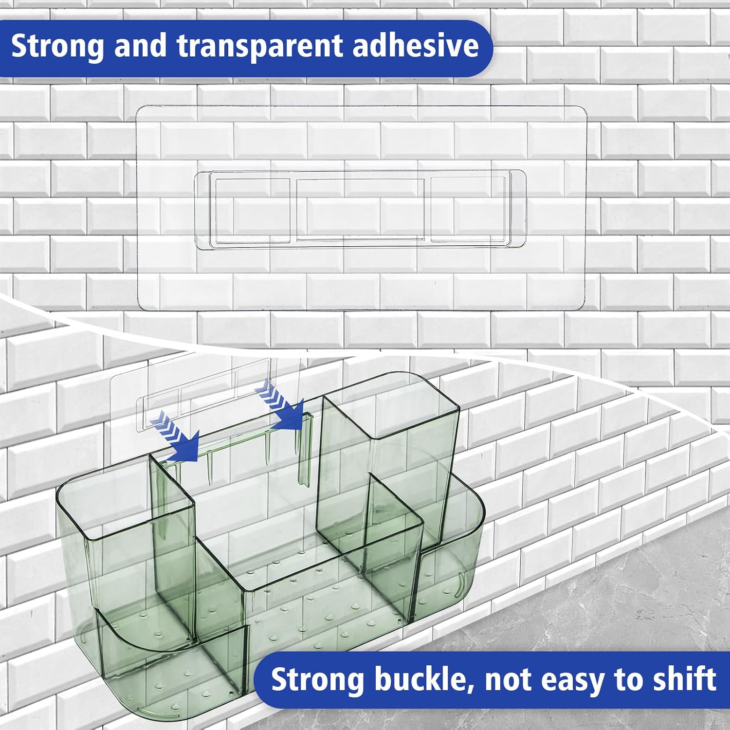 Ganydet Plastic Shower Caddy with 5 Compartments Clear Green