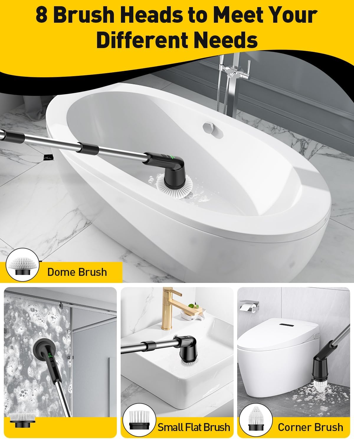 Electric Spin Scrubber with IPX7 Waterproof 3 Speeds