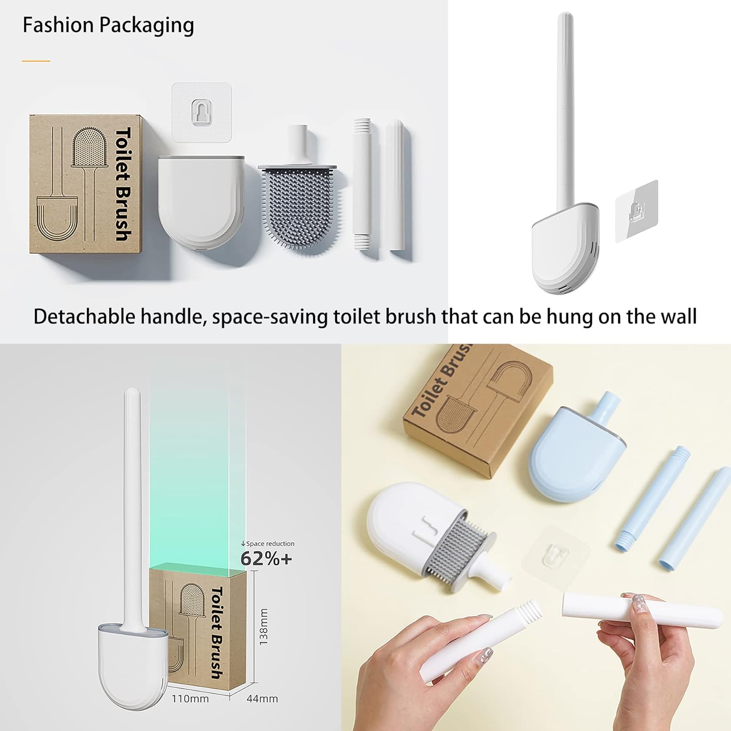 Silicone Toilet Brush with Wall Mounting Holder